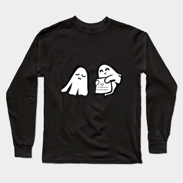 Ghost Giving Support to a Friend Long Sleeve T-Shirt by aquaticrain